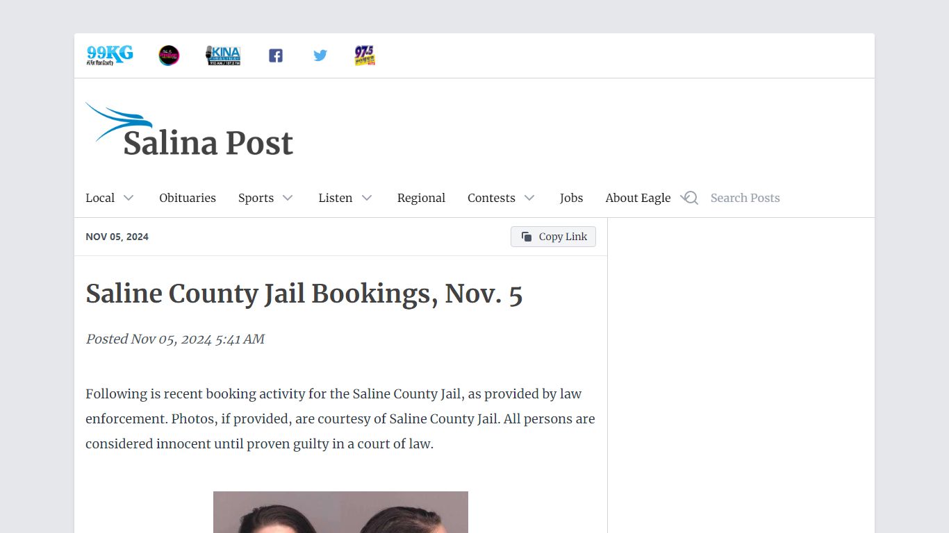 Saline County Jail Bookings, Nov. 5